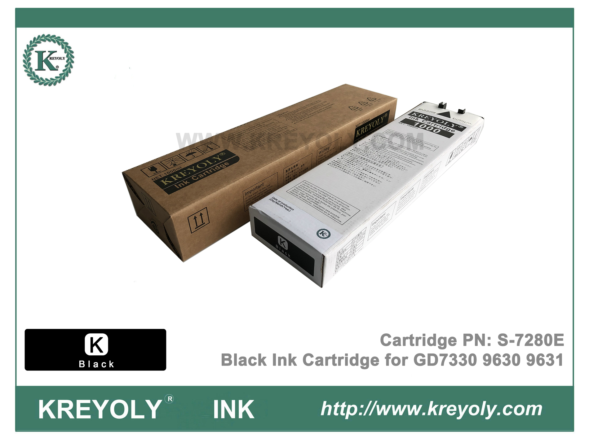 Cartucho de tinta negra S-7280 para máquina de inyección de tinta Riso ComColor GD9630 GD9631 GD7330